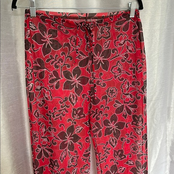 Vintage 90’s Floral Red Women's Pants - Picture 2 of 7
